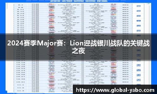 2024赛季Major赛：Lion迎战银川战队的关键战之夜